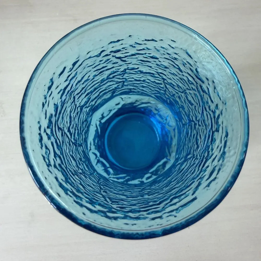 Lot of 4 Vintage Anchor Hocking Rainflower Laser Blue Tumblers and Juice Glasses